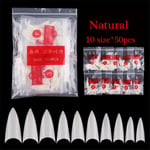 500 Pcs Acrylic False Nails Nail Art Patch Pointy Shape Natural