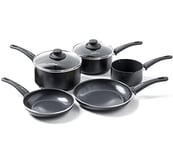 GreenChef Diamond Healthy Ceramic Non-Stick 7-Piece Cookware Pots and Pans Set, Includes Frying Pans, Saucepans and Lids, PFAS-Free, Induction, Black