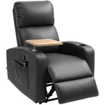 Avslappningsstol med massagefunktion, TV-stol med liggfunktion, roterande bord, massagestol, vilstol med fjärrkontroll, fjäder,