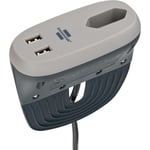 Estilo sofastik med USB-opladningsfunktion (sofastik med 1x Euro-stik og 2x USB-oplader, sengestik med monteringsskinne)