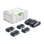 Festool 577105 18v Battery & Charger Set 4 4.0ah Li-on Batteries TCL 6 Charger