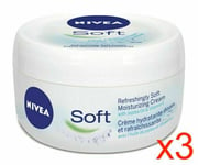 3pcs 300ml Nivea Soft Moisturising Cream For Body Face Hands Dry Skin Refreshing