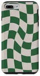 iPhone 7 Plus/8 Plus Retro Wavy Forest Sage Green Checkered Checkerboard Case