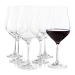 Red Wine Glasses Set of 6 - Large, Tulip Shape Long Stem Wine Glasses Best for Burgundy, Bordeaux, Merlot, Red or White Wine - Premium Crystal Clear Universal Wine Glass by Crystalex, 550ml