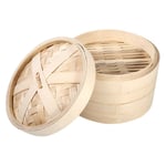 2 Tiers Bamboo Steamer Basket Chinese Natural Rice Cooking Food Cooker Wi UK REL