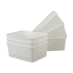 Xowine Set of 6 Plastic Storage Basket, White Kitchen Cupboard Storage Baskets