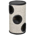Katträd med 3 Grottor i Sisal & Plysch, Grå