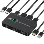 KVM-switch 2-ports Box USB och HDMI-kompatibel switch för 2 datorer Dela tangentbord mus skrivare a [DB]