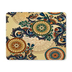 Floral Arabesque Ornamental Paisley with Flowers and Cucumbers Rectangle Non Slip Rubber Mousepad, Gaming Mouse Pad Mouse Mat for Office Home Woman Man Employee Boss Work