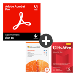 Pack Acrobat Pro + Microsoft 365 Personnel + McAfee LiveSafe - nombre d&#039;appareils illimité - Abonnement 1 an