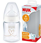 NUK First Choice+ biberon | 0-6 mois | Contrôle de température | Tétine en silicone | Valve anti-coliques | Sans BPA | 150 ml