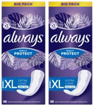 2 x Always Dailies Panty Liners Long Plus Fresh Protect Odour Neutralise 38 Pack