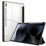 FINTIE Coque pour Samsung Galaxy Tab S8 Ultra 14.6" 2022 - [Rangement de Stylet] Housse Arrière Transparente Claire Etui Antichoc Case Cover Veille/Réveil Automatique, Noir