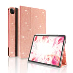 FSCOVER Case for iPad Pro 12.9 Inch 5th 4th Generation 2021 2020, Glitter Leather Cover [Auto Wake/Sleep & Kickstand & Pencil 2 Charging] iPad Pro 12.9" 2018 3rd Generation Girls Case -Rose Gold