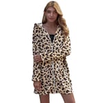 Women Leopard Printed Long Sleeve Hoodies Cardigan Zip Up Tops L