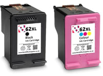 Refilled 62 XL Black & Colour Ink Cartridge Combo fits HP Officejet 5740