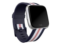 Fitbit Woven Hybrid - Stor - Klockräm För Smart Klocka - Pink Navy - För Fitbit Versa