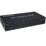 2.0 HDMI Matrix 4x4, 4K 60Hz 1080p（RGB/YUV 4：4：4）Switch Splitter 4 Input 4 Out Converter RS232 EDID Switch (HDMI 2.0 Matrix 4X4)