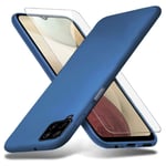 Richgle Samsung Galaxy A12 / Galaxy M12 Case & Tempered Glass Screen Protector, Slim Soft TPU Silicone Case Cover Shell For Galaxy A12 / Galaxy M12 - Blue RG80896