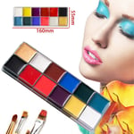 New 12 Color Oil Paint Body Painting Pigment + Brushes Halloween C