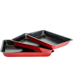 ALBERT AUSTIN Baking Trays Set Non Stick, Premium Set Oven Trays Non Stick with Non-Stick Coating, Suitable for Microwaves, Freezers and Oven | 3 Dimensions: Small, Medium and Large