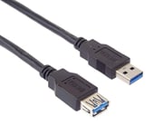 PremiumCord Rallonge USB 3.0 SuperSpeed avec câble de transfert de données jusqu'à 5 Gbit/s, câble de charge USB 3.0 type A femelle vers fiche 9 broches, 3 x blindé, couleur : noir, longueur 0,5 m