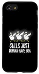 Coque pour iPhone SE (2020) / 7 / 8 Gulls Just Wanna Have Fun Wordplay Mouette Dabbing Dab Dance