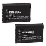 EXTENSILO 2x Batteries compatible avec Sony HDR-AS20, HDR-AS200V, HDR-AS100VR, HDR-AS15 appareil photo, reflex numérique (1100mAh, 3,7V, Li-ion)