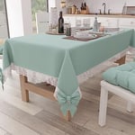 PETTI Artigiani Italiani - Nappe Rectangulaire Tissu avec Dentelle de Saint-Gall, Nappes de Table en Coton 6 Places, 140x180 cm, Vert d'eau Accessoires De Cuisine 100% Made in Italy