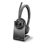 Poly - Voyager 4320 UC Wireless Headset + Charge Stand (Plantronics) - Headphones with Boom Mic - Connect to PC/Mac via USB-A Bluetooth Adapter, Cell Phone via Bluetooth - Works with Teams, Zoom &More