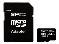 SILICON POWER Elite - Flash-minneskort (microSDXC till SD-adapter inkluderad) - 64 GB - Class 10 - mikroSDXC UHS-I