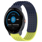 For Garmin Vivoactive3 Music 20mm Holes Breathable 3D Dots Silicone Watch Band(Midnight Blue+Lime Green)