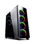 Sahara P75 Black Tempered Glass Mid Tower PC Gaming Case with 6 x Turbo Pirate 12cm True RGB case fans