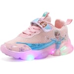 Elsa skor, prinsessa skor, flickor lysande skor, barn ledde sneakers, pojkar flickor lätt mesh tyg skor kors träning skor casual barn sneakers C Rosa C Pink 28