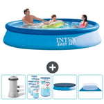 Intex Pyöreä puhallettava Easy Set uima-allas - 366 x 76 cm - Sininen - Sisältää pumpun Suodattimet - Peite - Groundsheet Tarvikkeet Mukaan Lukien CB