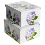 Lavatelli Collection Ortensie Hortensias Boite de Rangement avec Couvercle, Boite en carton, Rangement Vetement, Rangement Chambre, Bureau, Organisateur Tiroir, Boite Cadeau, Lot de 2 boites LARGE