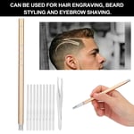 (Gold)Hair Engraving Pen Kit Stainless Steel Eyebrow Beard Shaving Trimmer SLS