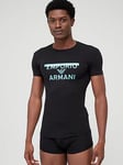 Emporio Armani Bodywear Megalogo T-Shirt &amp; Trunks Set - Black , Black, Size L, Men