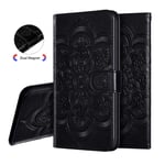 IMEIKONST Sony Xperia L3 Case Mandala Embossed Design Premium PU Leather Bookstyle Phone Case Flip Notebook Wallet Card Slot Holder Magnetic Stand Cover for Sony Xperia L3 Mandala Black LD