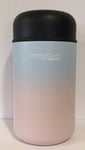 Thermos Thermocafe Insulated Food Flask & Spoon 400ml Pink Blue Stainless Steel