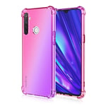 HAOYE Case for Realme 6i Case, Gradient Color Ultra-Slim Crystal Clear Anti Smudge Silicone Soft Shockproof TPU + Reinforced Corners Protection Phone Cover (Pink/Purple)