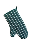 Single Gauntlet Oven Glove UK Made Green & Ivory Stripe Quilted Pot Holder Mitt