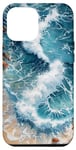 Coque pour iPhone 12 Pro Max Blue Ocean Waves Sunny Beach Design sur noir