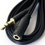 1.5M 3.5mm Slim Jack Plug to Socket Headphone Extension Cable Gold Lead