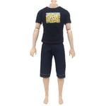 Black T-shirt Suit For Ken Doll Toy Two-piece Kids Clo One Size