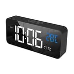 Large Table Electronic Alarm Clock,Travel Clocks with USB Charing,Snooze Music,LED Desktop Digital Clocks,Black