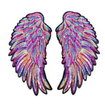 2pcs Rainbow Angel Wings Sequins Patches Iron On Sewing Patches Embroidered Badges For Clothes DIY Appliques