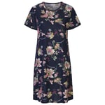 Damella of Sweden Ada Nattlinne Blommigt Navy 3XL