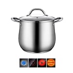 Stockpot Large Stock Pot,Professional Stainless Steel Stock Pot with Lid,Drum Type Soup Pot,Non-Stick Pan Easy to Clean,4 Size (Color : Silver, Size : 28cm*28cm(12L))
