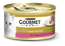 Purina GOURMET Gold Fine pate, high-quality cat wet food, pet food, with vegetables, for demanding cats, pack of 12 (12 x 85 g tin)